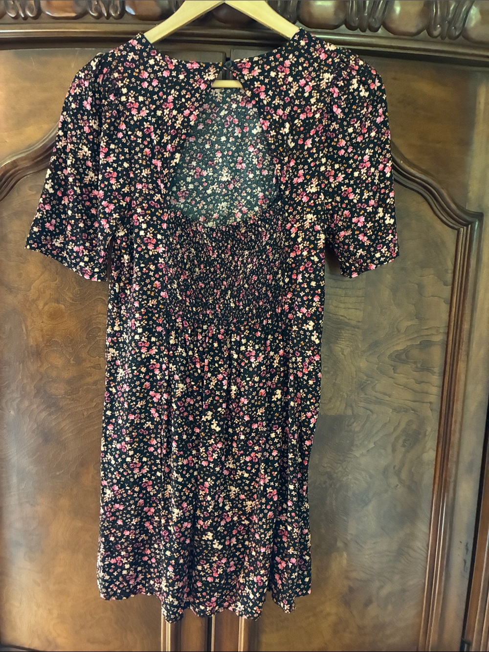 Old Navy Black Mini Dress with Pink Floral Print - Picture 6 of 9